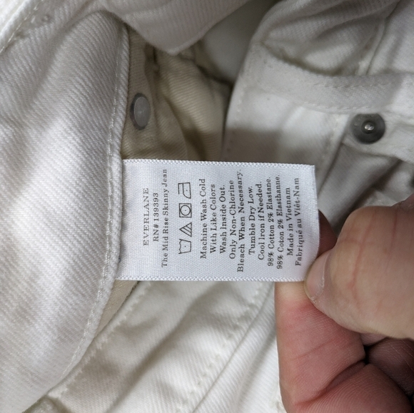 Everlane Jeans Women's 27 White The Mid Rise Skinny Lean Ankle Cotton Blend - Picture 8 of 10